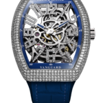 The Vanguard Skeleton Slim in white gold with diamonds (Credit: Franck Muller)