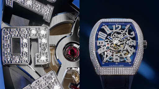 Vanguard Slim Skeleton in white gold with diamonds (Credit: Franck Muller)