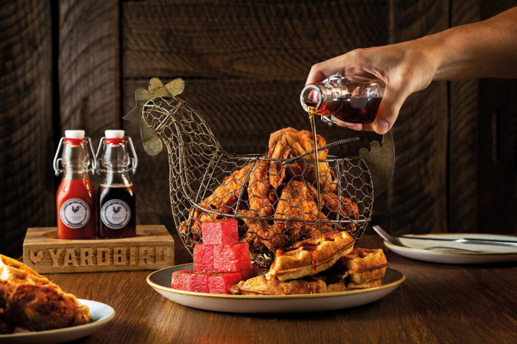 Chicken and waffles at Yardbird Singapore