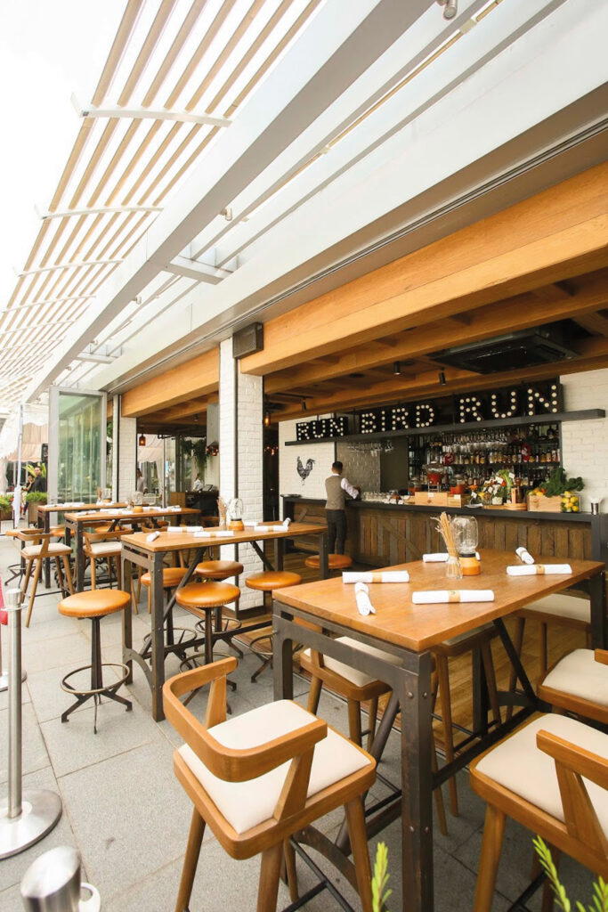 The seating area at level one of Yardbird Singapore
