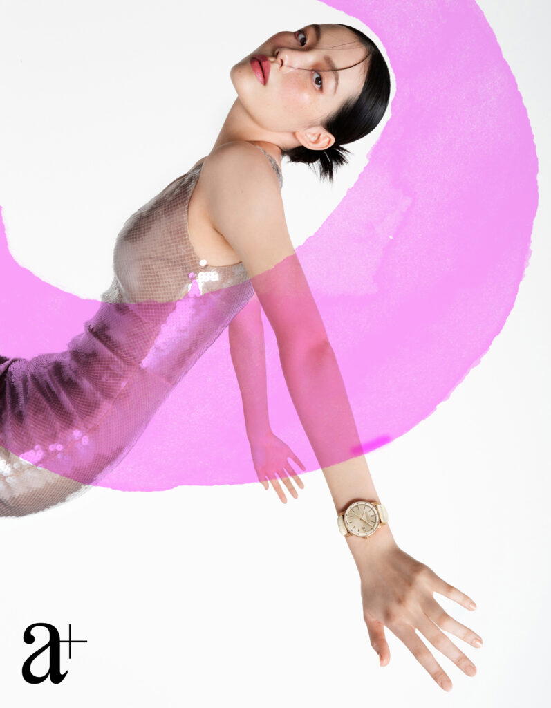 Code 11.59 by audemars piguet 38mm in pink gold. Polyester jersey sequinned dress, from Prada