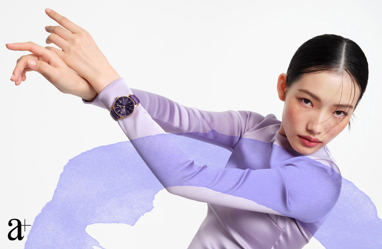 Code 11.59 by audemars piguet 38mm in pink gold. Nylon satin dress, from Prada