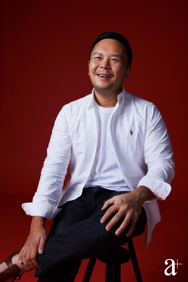 Edward Tirtanata portrait on red background 1