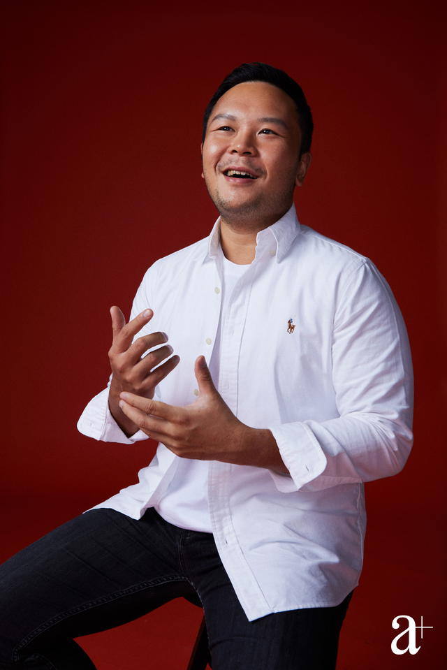Edward Tirtanata portrait on red background 2