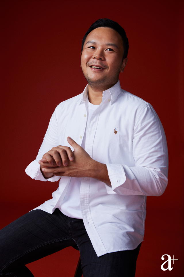 Edward Tirtanata portrait on red background 3