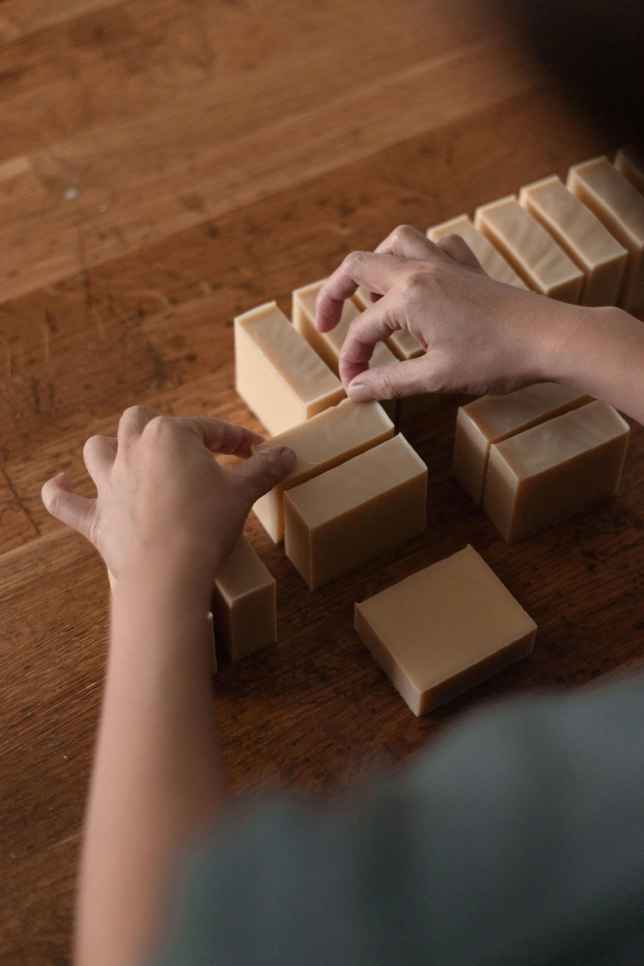 The already-cut soap bars