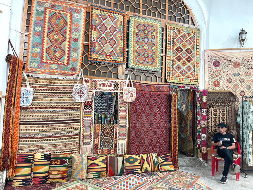 A carpet shop inside one of Bukhara’s old trading domes