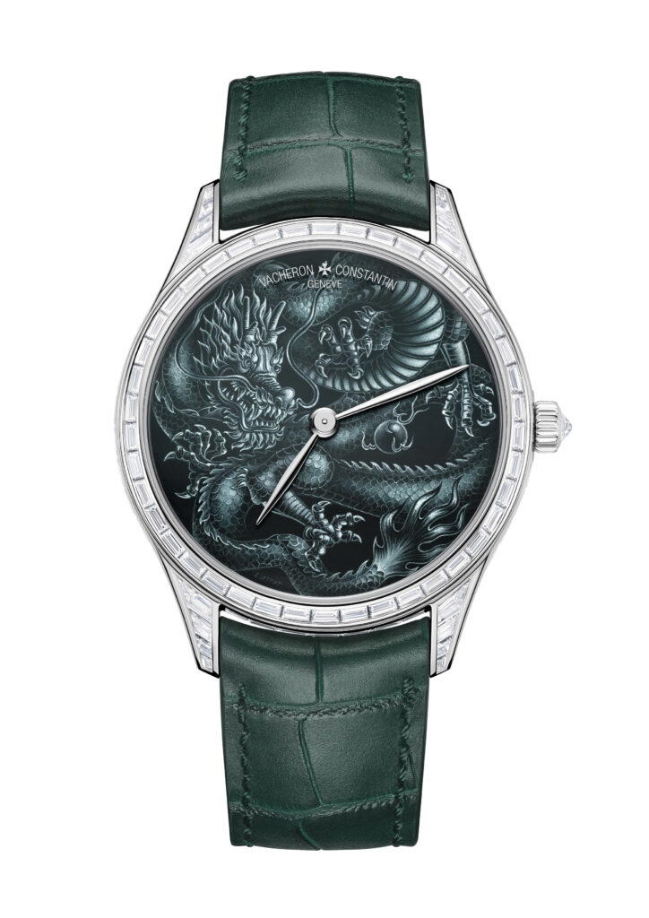 Les Cabinotiers Grisaille High Jewellery Dragon in white gold with diamonds, from Vacheron Constantin
