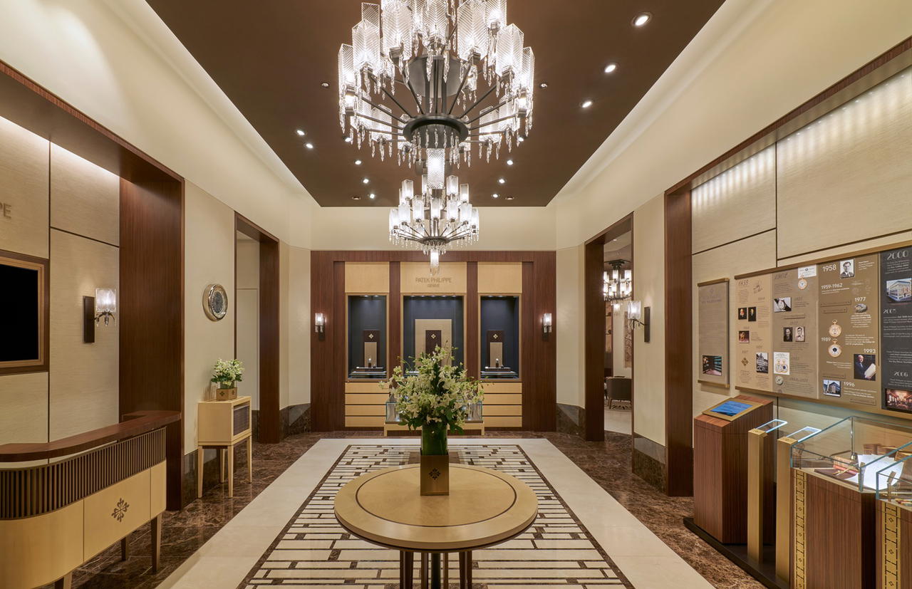 This refreshed Patek Philippe boutique features a new facade, a first among Patek Philippe boutiques in Singapore (Credit: Cortina Watch)