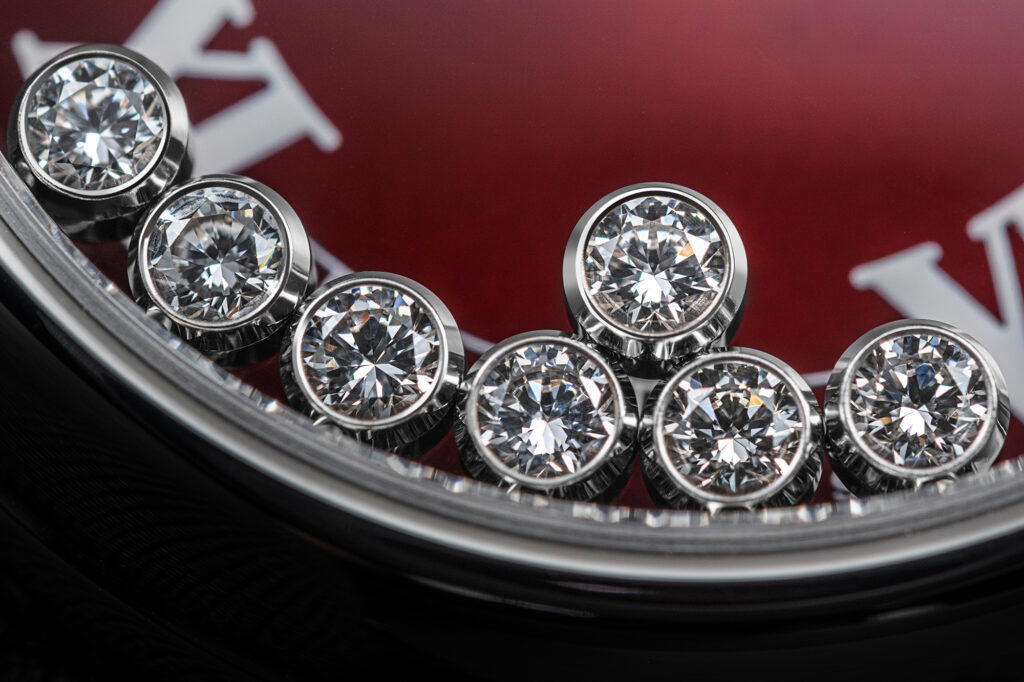 Dancing freely across the dial are seven scintillating diamonds, each representing a decade of Sincere’s heritage (Credit: Sincere Fine Watches)