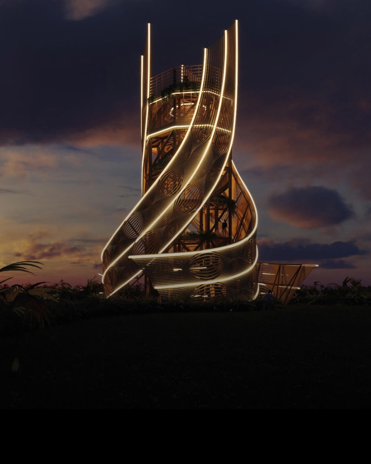 The THK Tower, or Tri Kita Karana Tower, which translates to “three causes of well-being” or “three reasons for prosperity.”