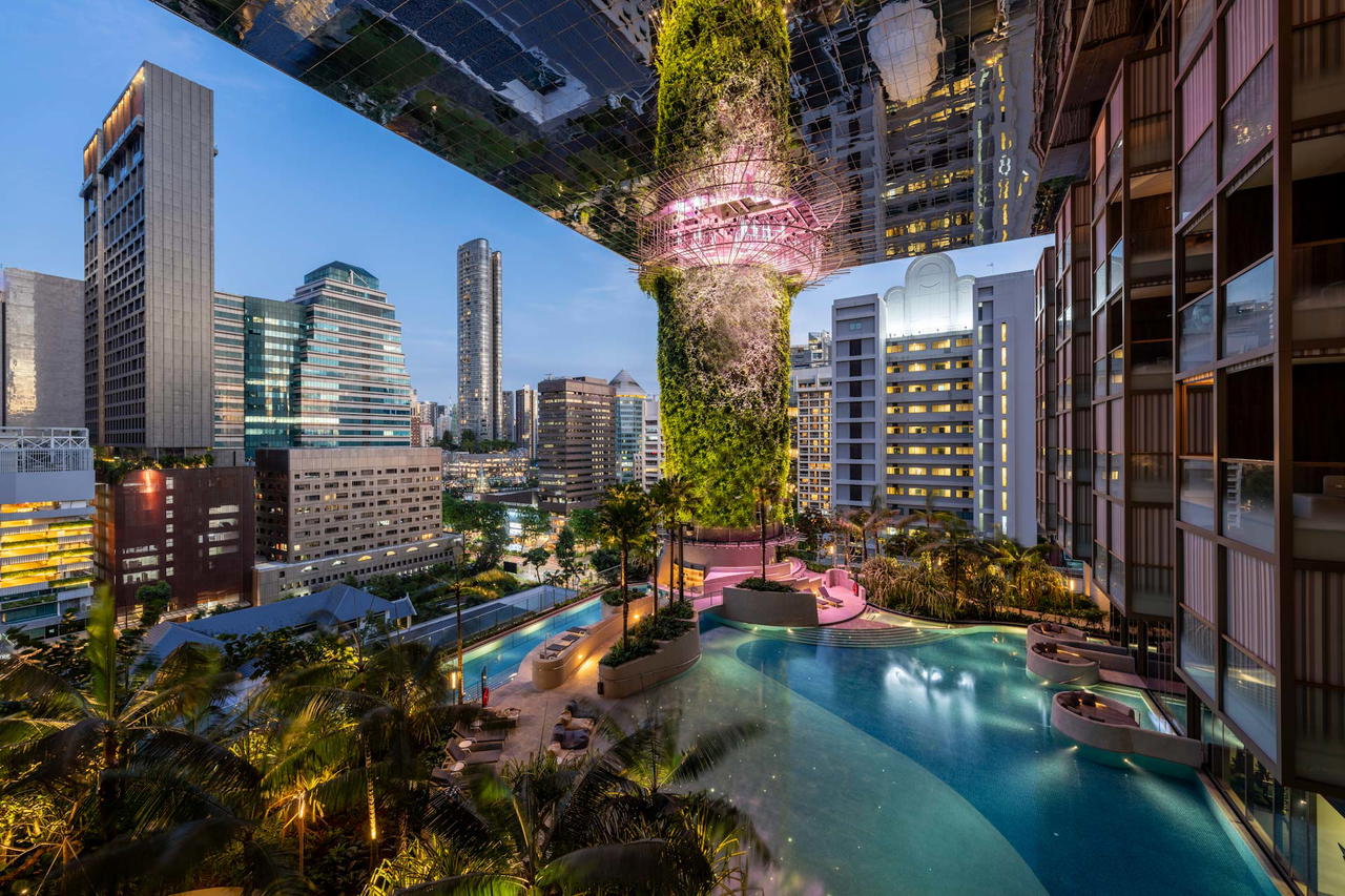 Pan Pacific Orchard Beach Terrace Pool at dusk