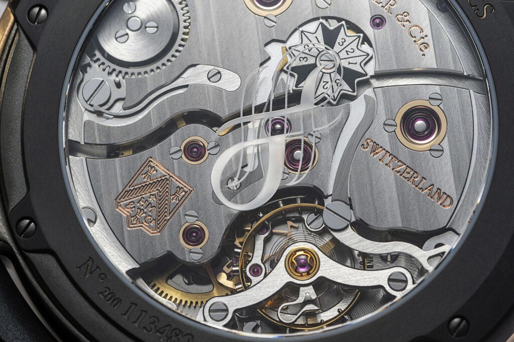 The HMC 808 is a hand-wound manufacture movement that offers a power reserve of at least seven days, thanks to its double barrel design (Credit: Sincere Fine Watches)