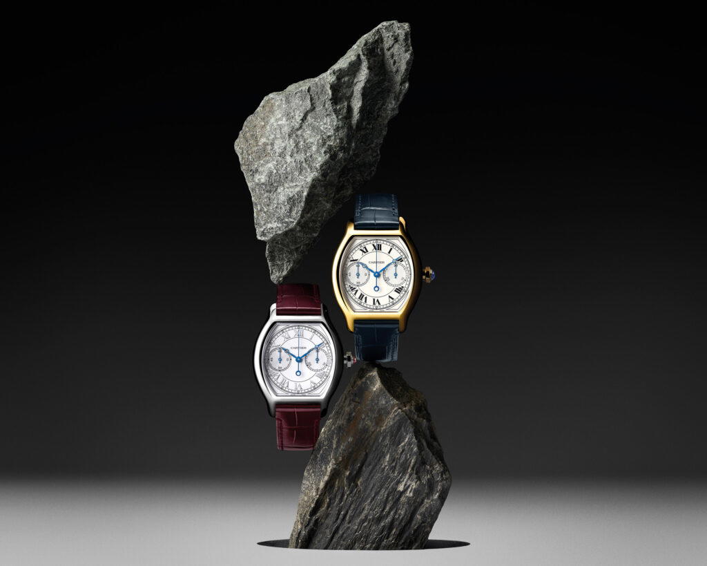 Cartier Privé Tortue Monopoussoir Chronograph in platinum and yellow gold