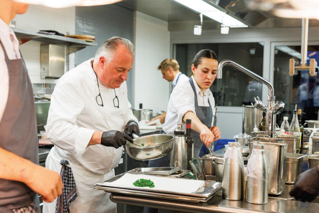 Stefan Stiller of Taian Table in Shanghai prepares a four-hands dinner in The Restaurant’s kitchen