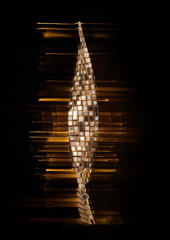 Ice Cube cuff bracelet in ethical rose gold with diamonds