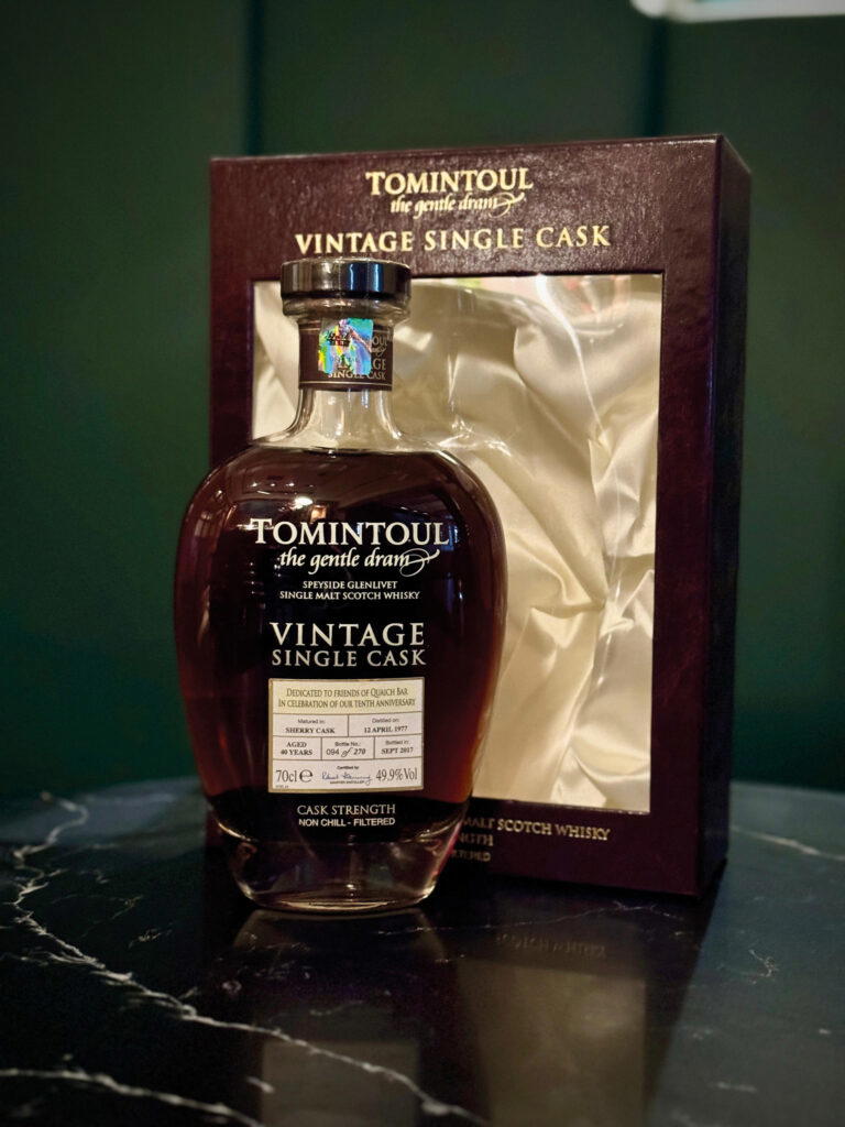 The Tomintoul 40 Year Old from 1977 was matured in a sherry cask