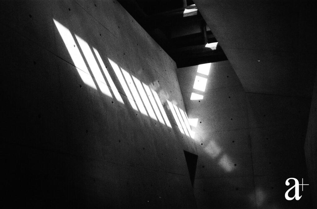 Light and shadows in a stairwell at Benesse House Museum