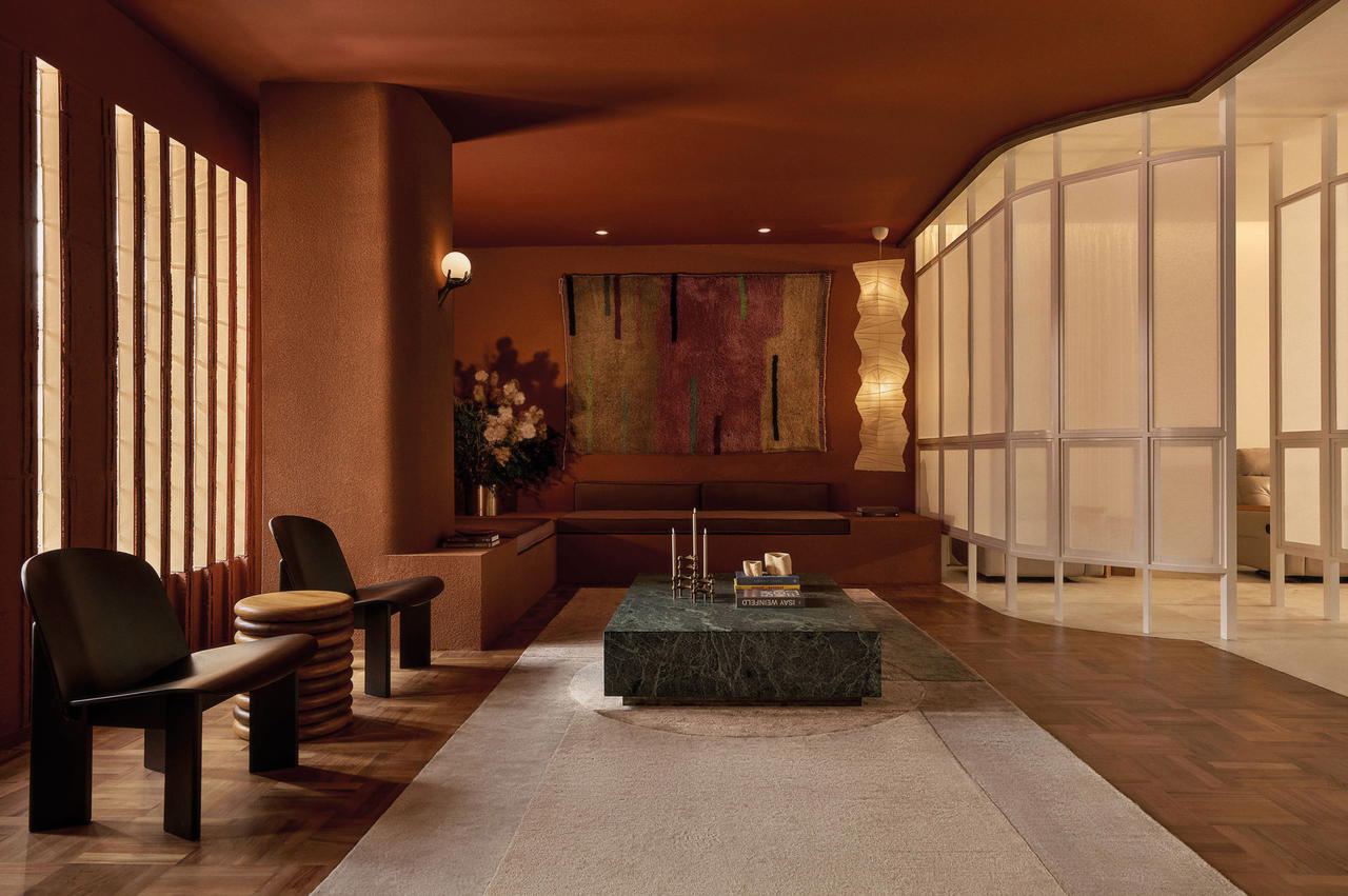 With its tactile wall art and soft rugs, the Tea Lounge makes stress melt away