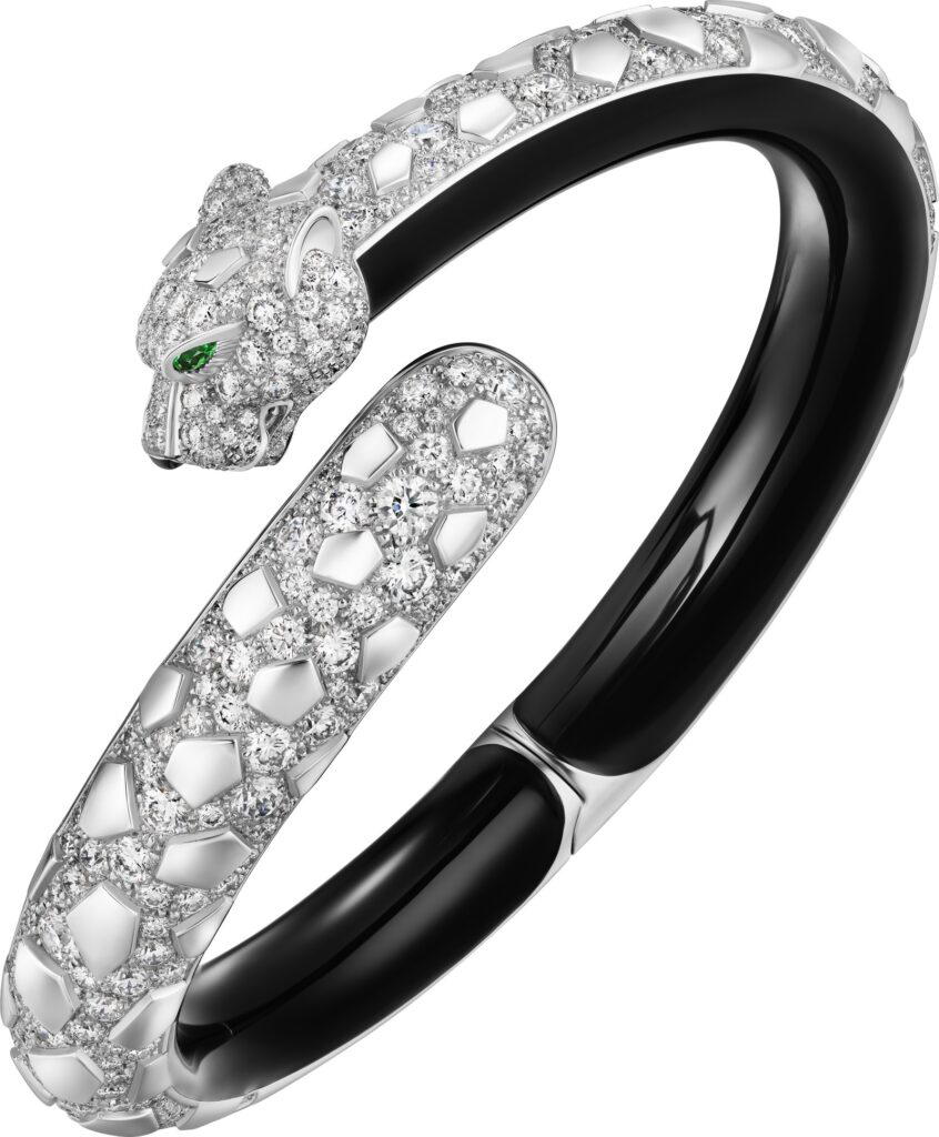 Panthère de Cartier bracelet in white gold with black lacquer, onyx, emeralds and diamonds (Credit: Cartier)