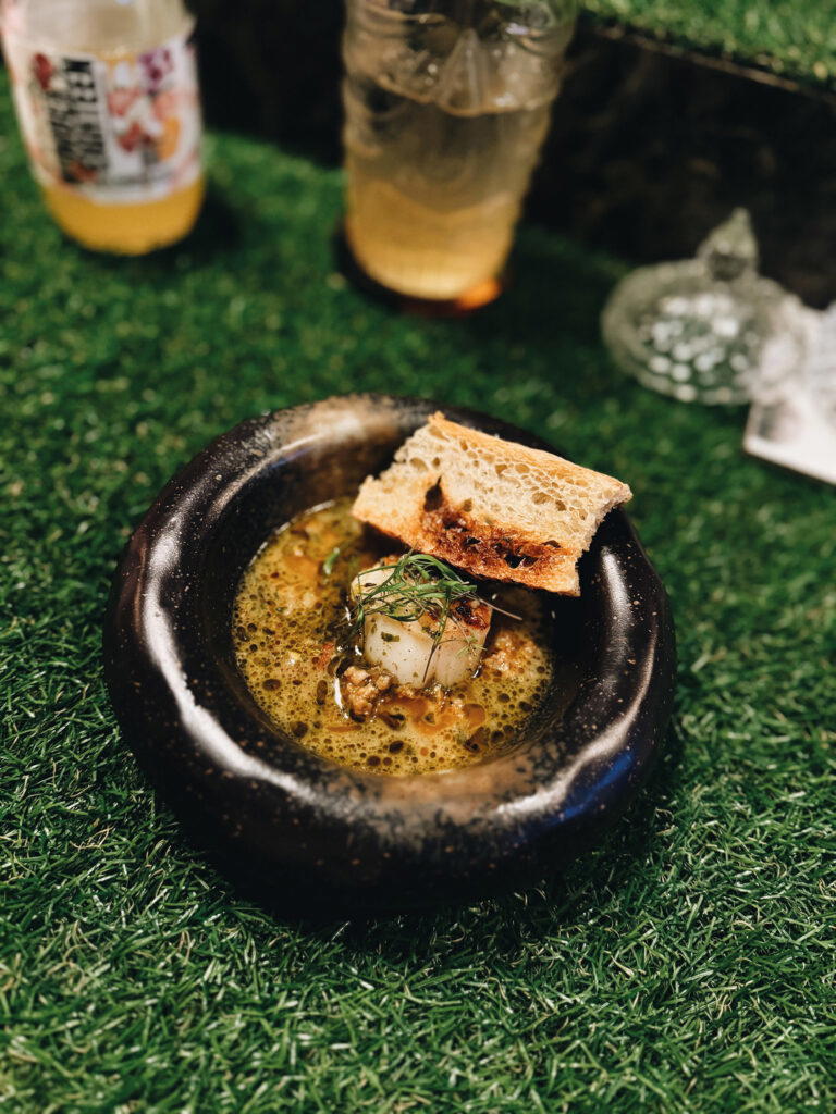 My Peruvian Chicken Soup with woodfire-grilled Hokkaido scallop and lamb was delicious!