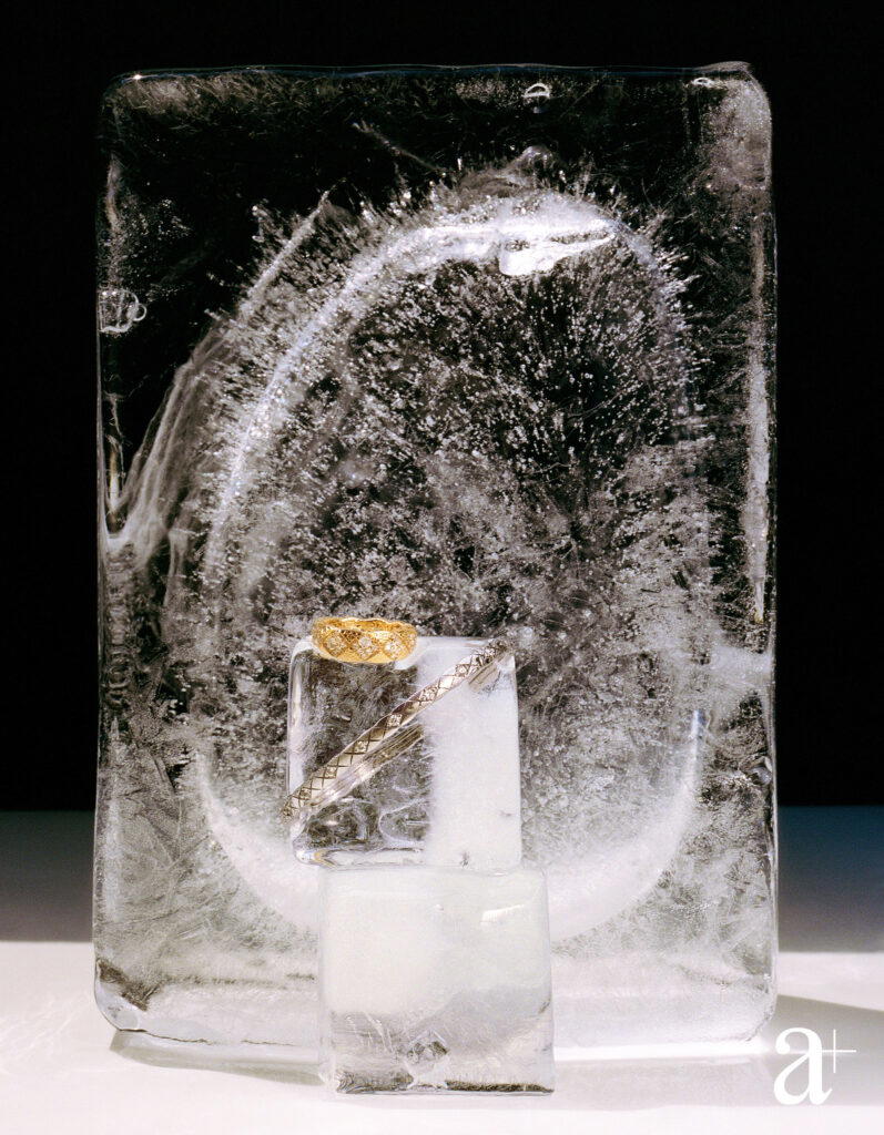 Coco Crush ring in yellow gold with diamonds and Coco Crush bracelet in white gold with diamonds, all from Chanel Fine Jewellery