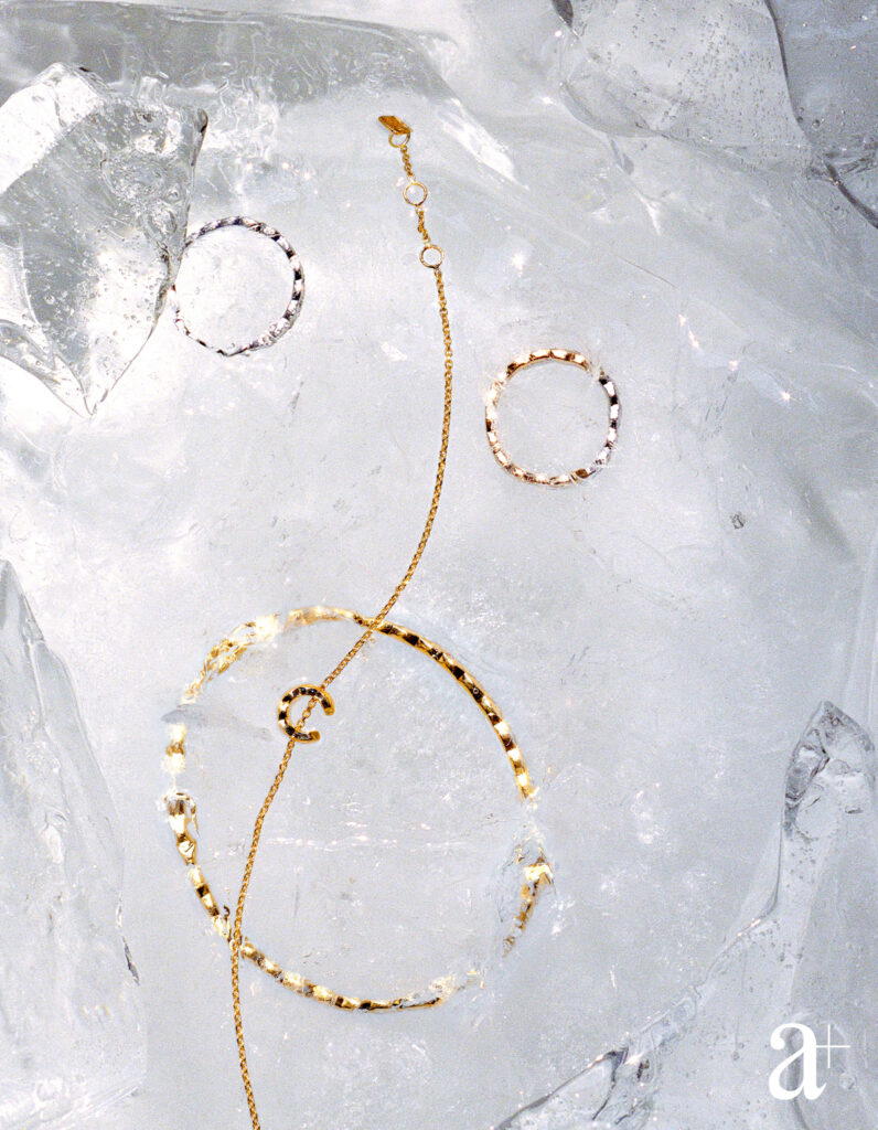 Coco Crush ring in white gold with diamonds, Coco Crush bracelet in yellow gold, Coco bracelet in beige gold, and Coco Crush ring in white and beige gold with diamonds, all from Chanel Fine Jewellery