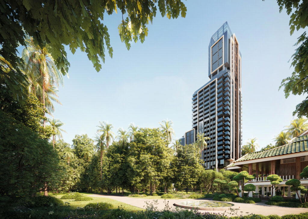 The lush grounds of Aman Nai Lert Bangkok