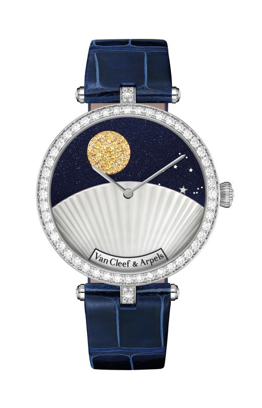 Van Cleef & Arpels Lady Jour Nuit timepiece embodies the dialogue between metiers d’art and horology, which lies at the heart of its Poetic Complications creations