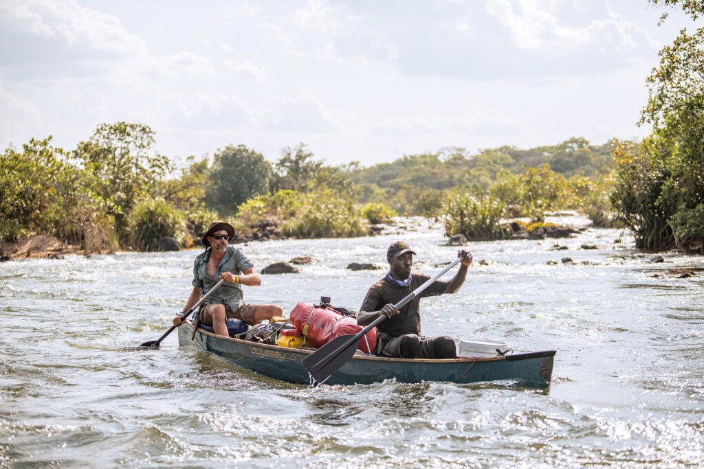 While canoeing through rapids on the Cassai River, Boyes and Luhoke carried valuable scientific equipment to study the areas they explored