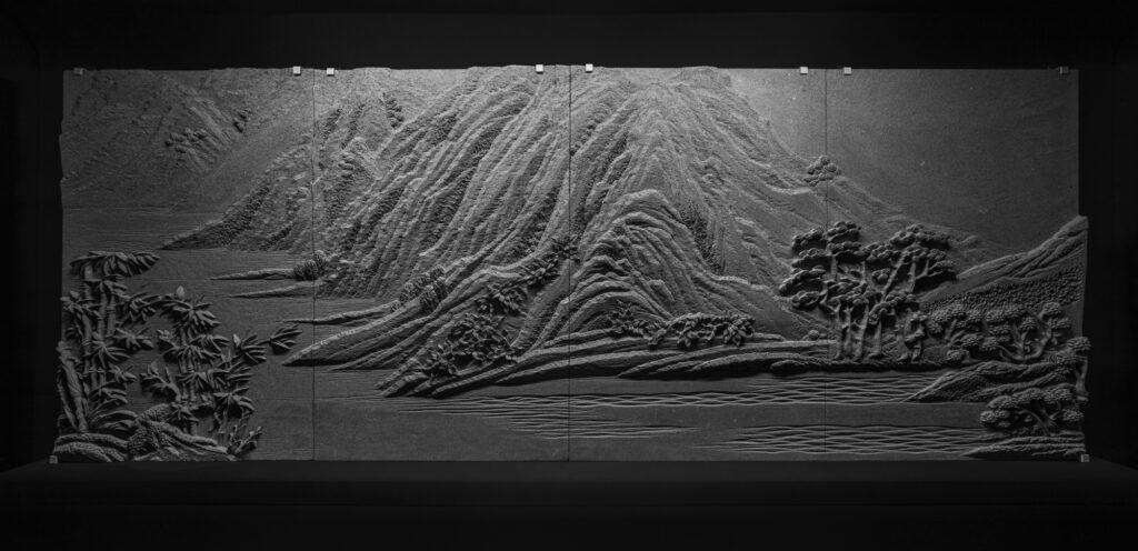 Carved ceramic and stone by artisans from Cai’s hometown of Quanzhou