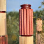 A variety of openings and cavities of different sizes and shapes help make these terracotta modules suitable for use as insect habitats