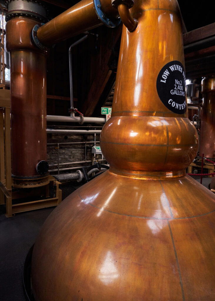 Traditional pot still with a bulbous body