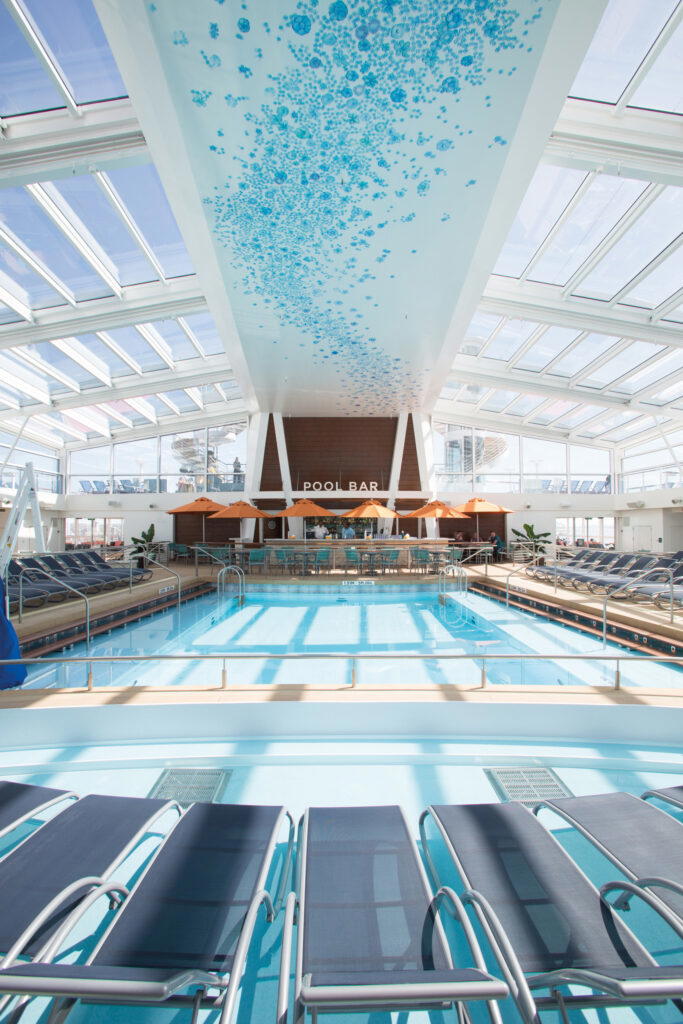 The sheltered pool ensured our fun continued during a rainy afternoon at sea (Credit: Royal Caribbean)