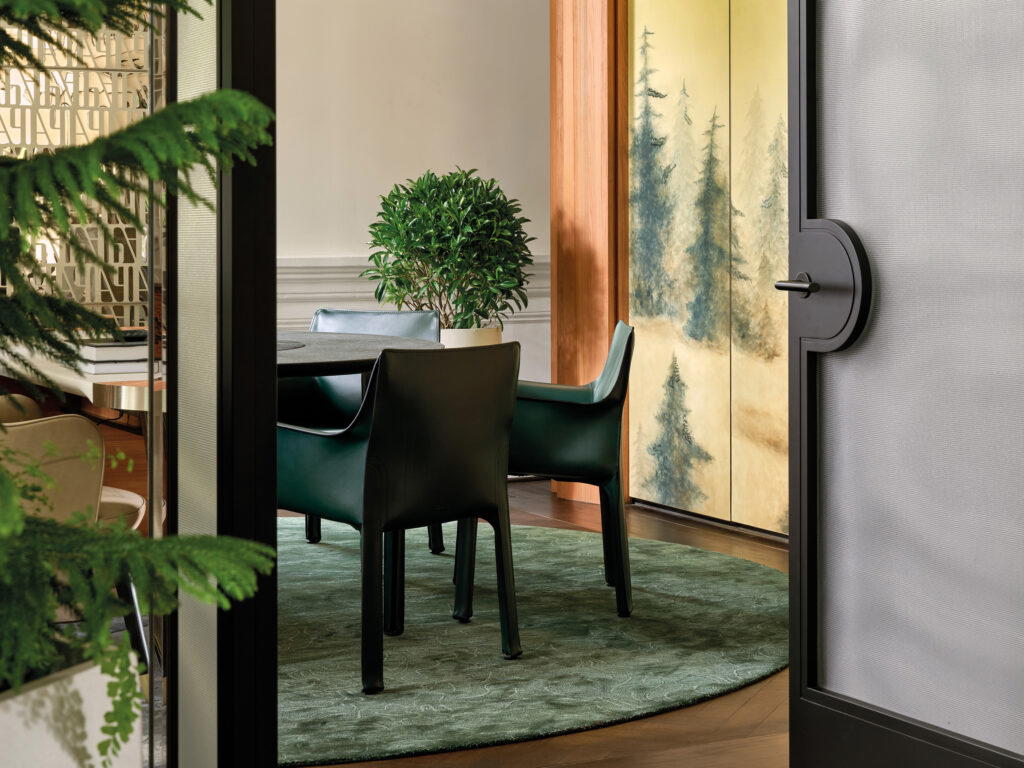 Bespoke carpets and hand-painted De Gournay wallpapers lend an air of quiet luxury (Credit: Audemars Piguet)