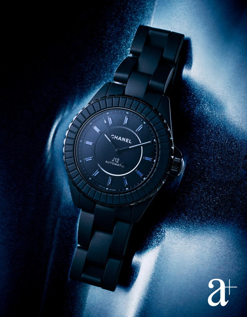 J12 Bleu Calibre 12.1, 38mm, in highly resistant ceramic and steel with blue sapphires, from Chanel (Photography Stefan Khoo)