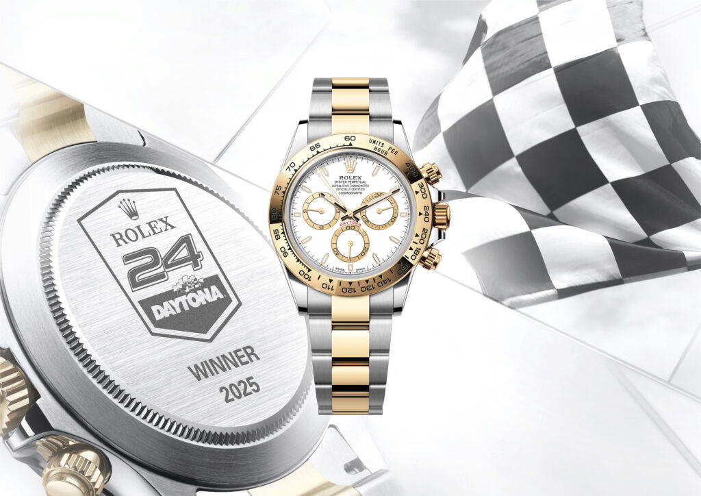 The engraved Oyster Perpetual Cosmograph Daytona presented to the winners of the 2025 Rolex 24 At Daytona (Credit: Rolex)