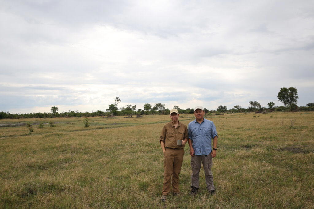 Former bankers and A2A Cofounders Victor Dizon (left) and Jose Cortes at Sable Alley in the Okavango Delta, Botswana. Photo: A2A Safaris