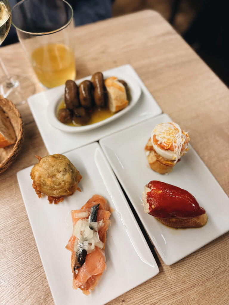 Pintxos at Bar Martinez, including stuffed red pepper (bottom right). Photo: Samantha Francis