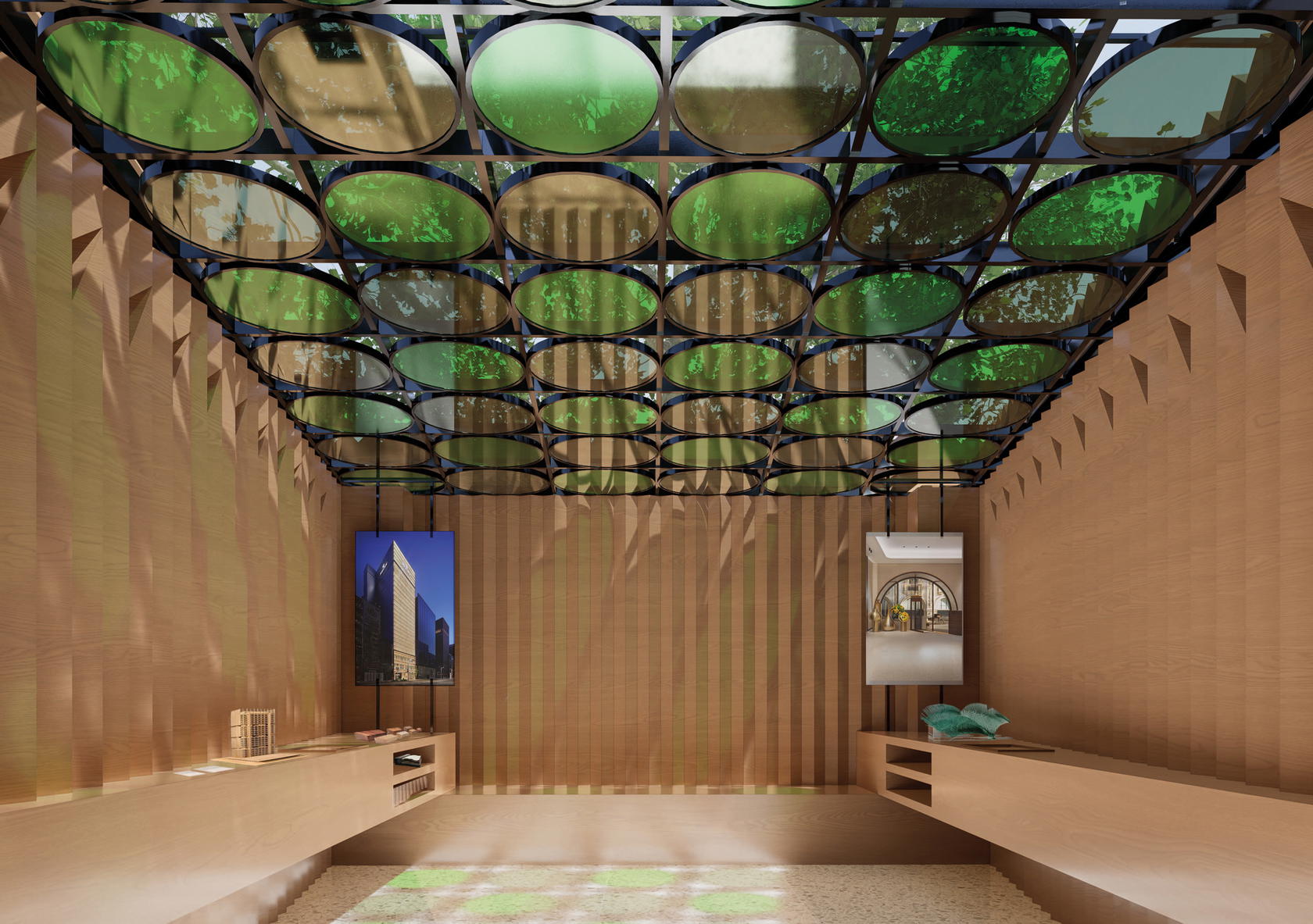 Inside the pavilion, a translucent, coloured ceiling produces an awesome spectrum of shades and hues (Credit: Rolex)