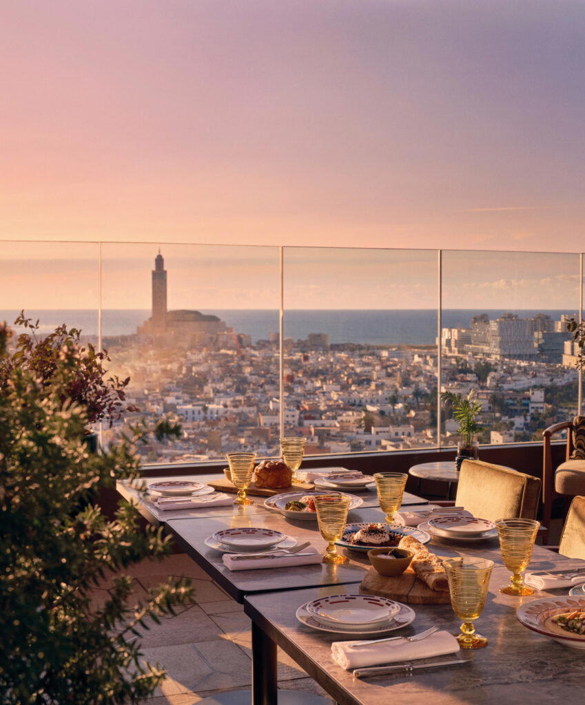 From the rooftop of The Royal Mansour Casablanca, you can see the Hassan II mosque. (Credit: Royal Mansour)
