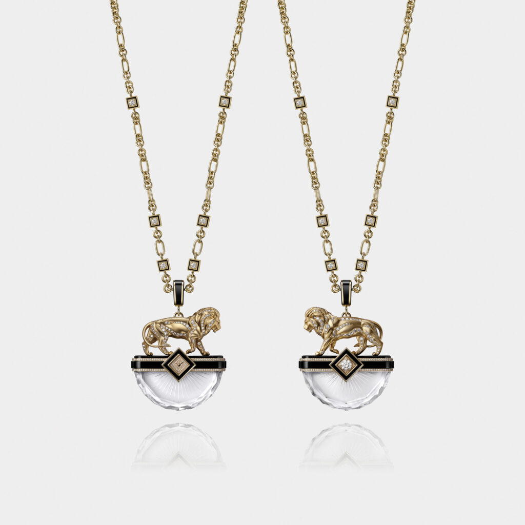 Amulet Watch in yellow gold with diamonds, rock crystal, and onyx (Credit: Chanel)