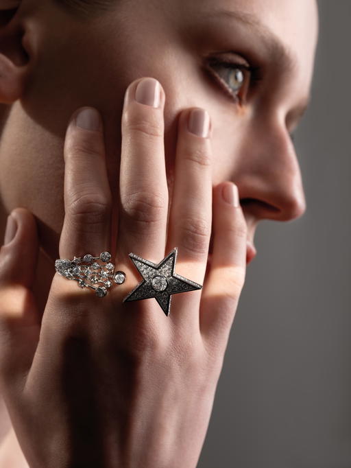 Gabrielle Chanel believed that stars were eternally modern, embodying the idea of having faith in one’s lucky star. Pictured here: Five Stars ring in white gold with diamonds (Credit: Chanel )
