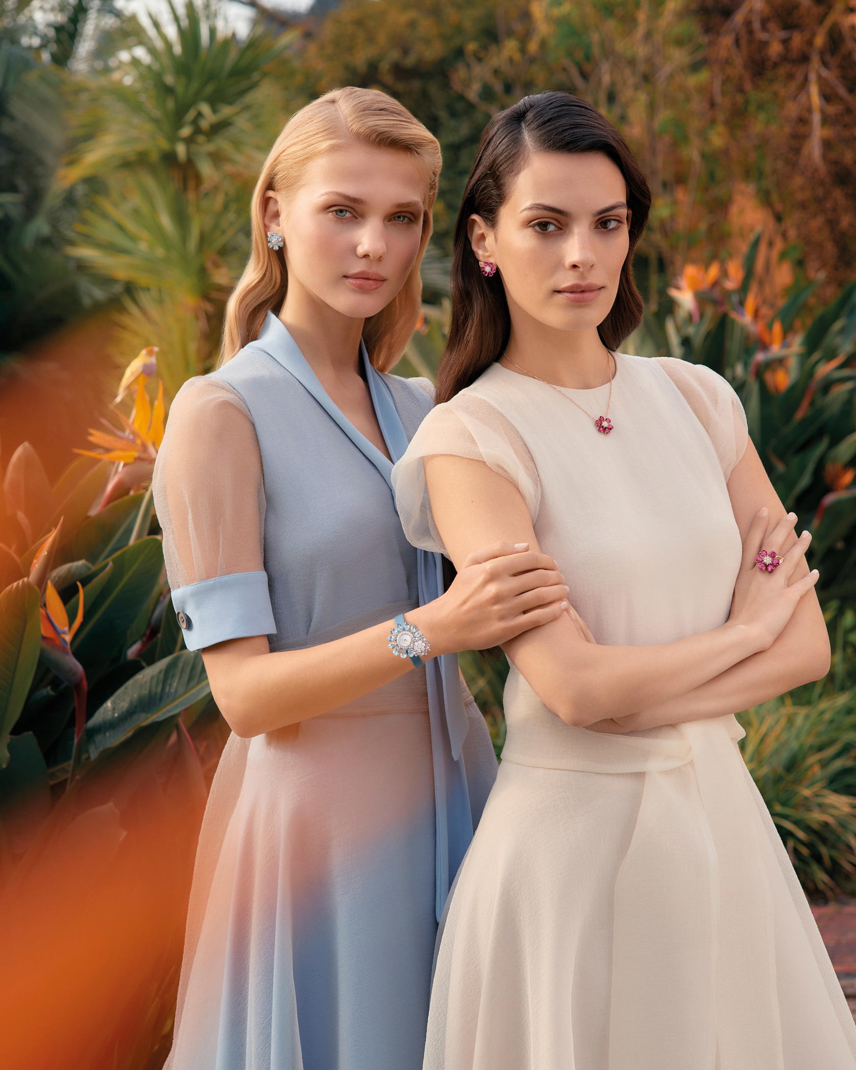 The Fleurs d’Hawaï collection is inspired by the hues of a vibrant garden and features a colour palette bursting with vitality (Credit: Van Cleef & Arpels)