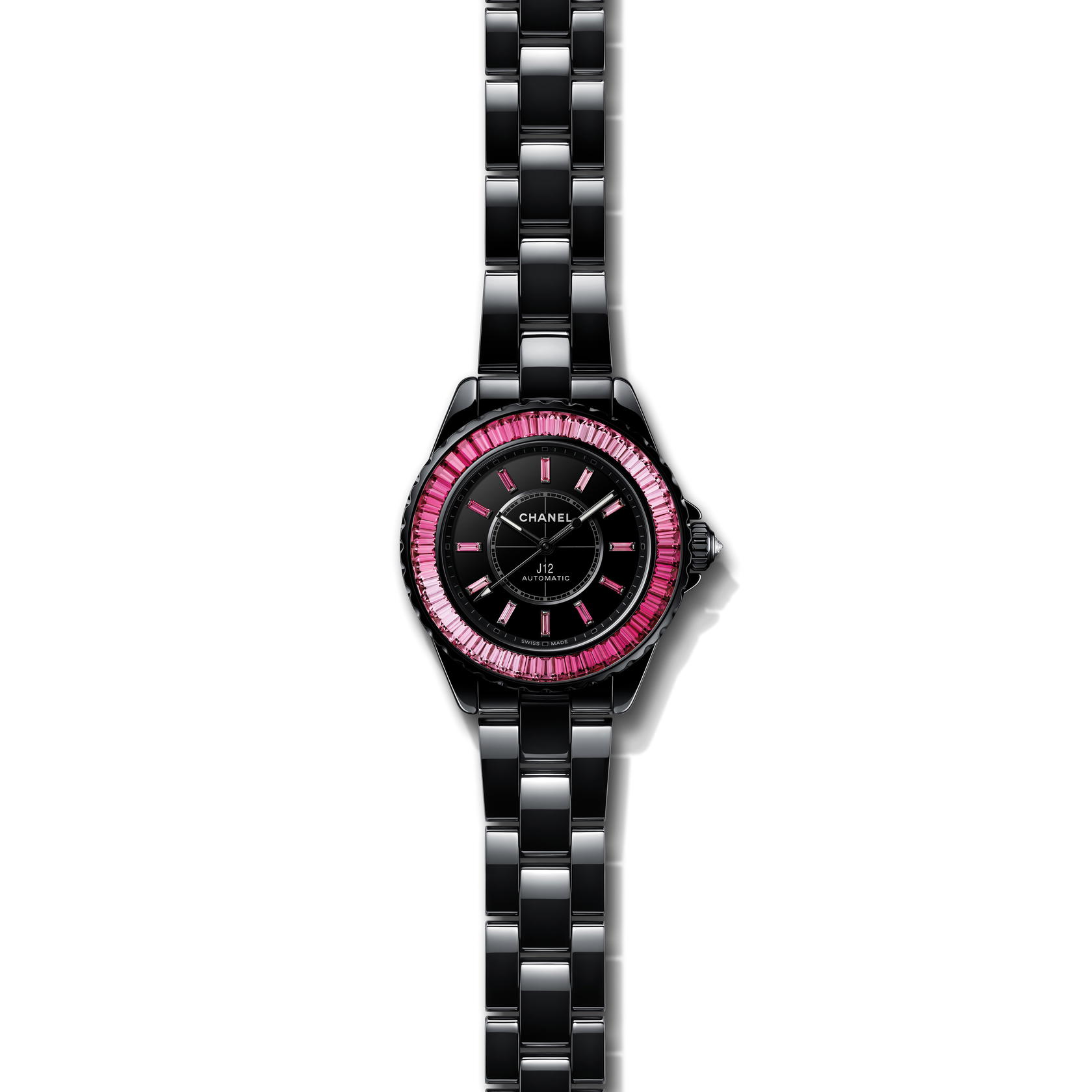 J12 Pink Palette in highly resistant ceramic and steel with sapphires and diamonds (Credit: Chanel)