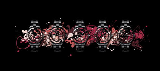 Makeup becomes even more beautiful when presented on timepieces: J12 “Dripping Art” in highly resistant ceramic and grand feu enamel (Credit: Chanel )