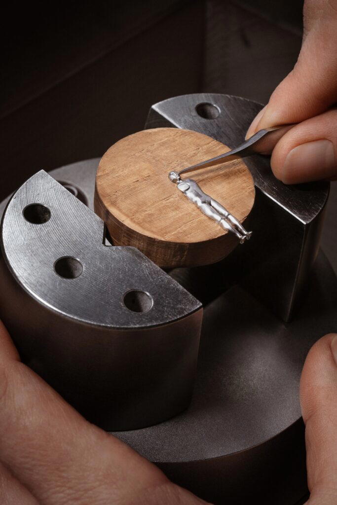 The figure is made of titanium, finished with a golden PVD coating and a hand-applied patina (Credit: Vacheron Constantin)