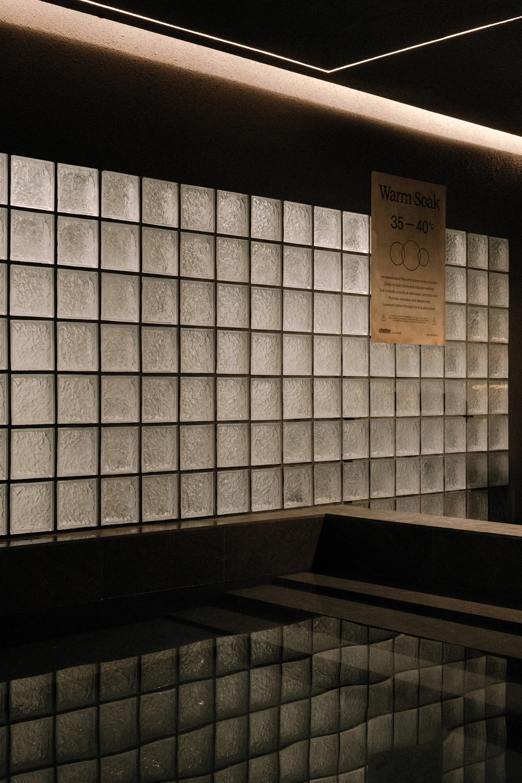 Enjoy a soak in the warm magnesium salt pool before heading into the cold plunge (Credit: Shelter by ReFormed)