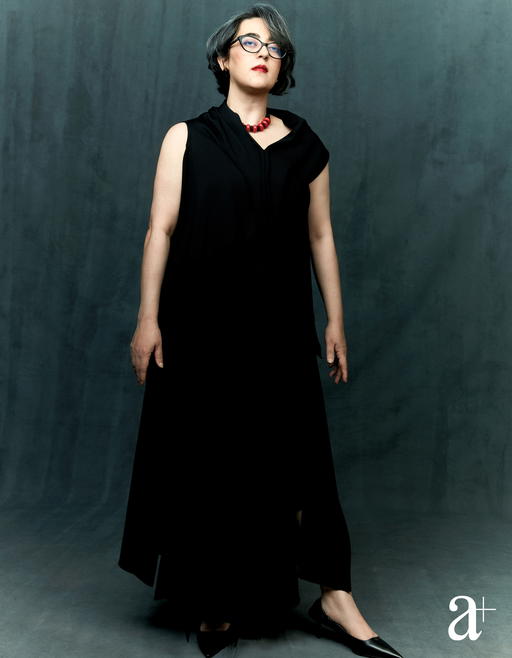 Triacetate top and skirt, both from In Good Company. Calfskin pumps, from Prada. Necklace, Rao's (Credit: Joel Low )