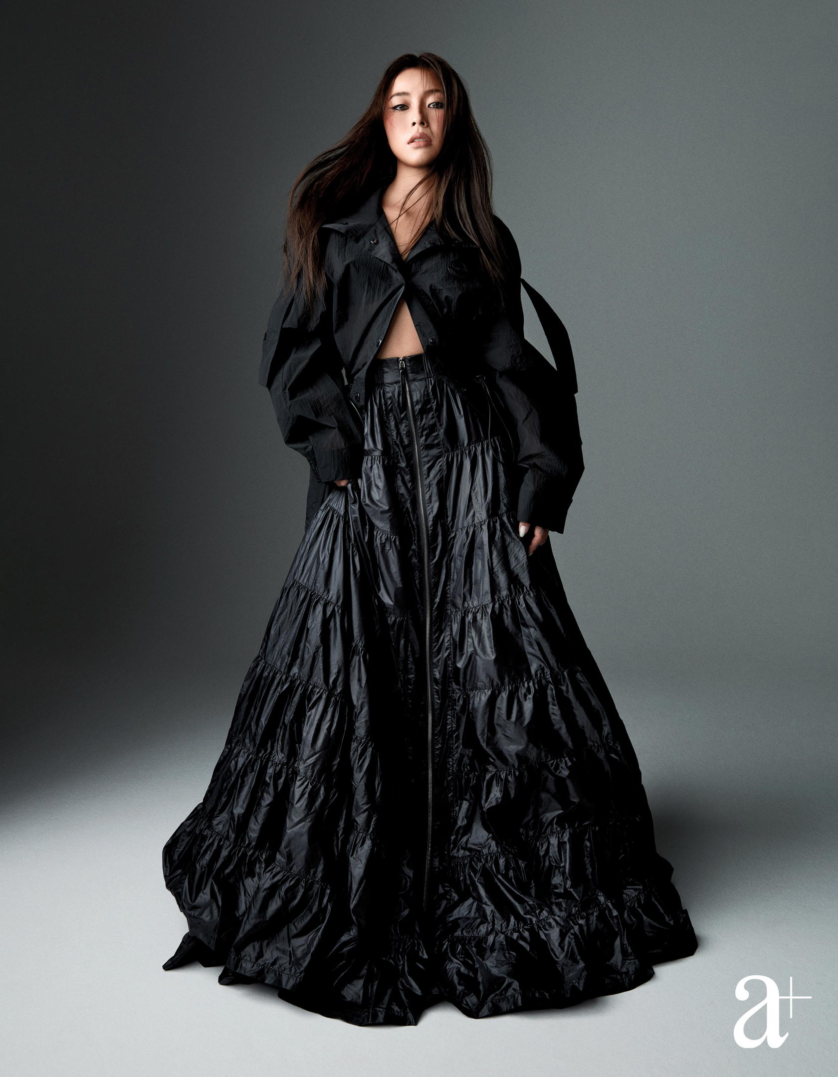Polyester parka and maxi skirt, both from Moncler x EE72 by Edward Enninful (Credit: Joel Low)